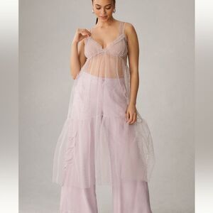 Anthropologie Sheer Dot Tulle Slip Dress
